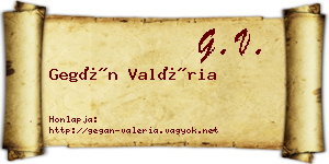 Gegán Valéria névjegykártya